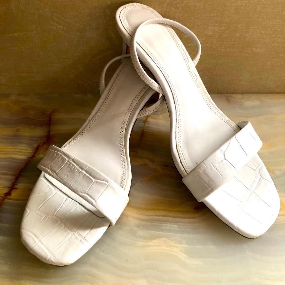 ZARA white croc embossed sandal